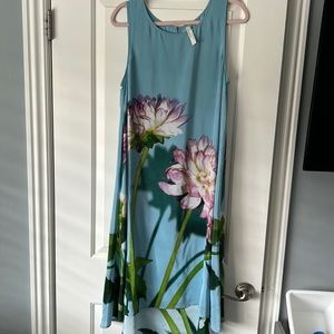 Anthropologie Floral Blue Dress Size 12